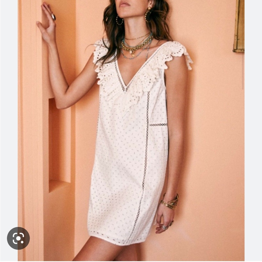 Sezane Martie Dress in Ecru Eyelet